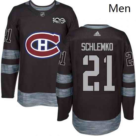 Mens Adidas Montreal Canadiens 21 David Schlemko Authentic Black 1917 2017 100th Anniversary NHL Jersey